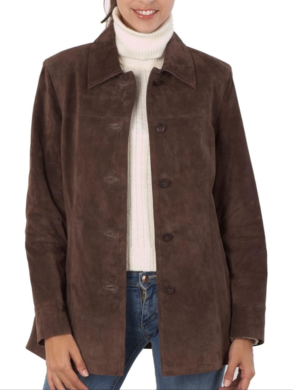 Eileen Fisher 100% Goat brown suede jacket